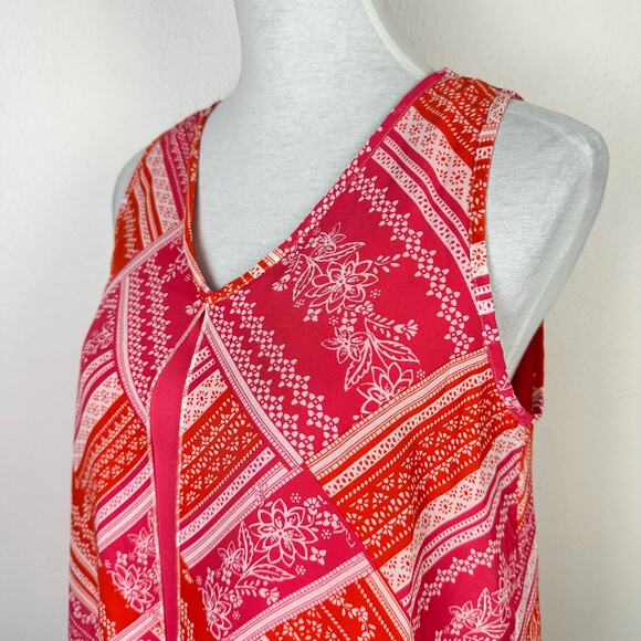 Counterparts | NWT Pink & Orange Layered Flyaway V-neck Sleeveless Tank Blouse - Picture 4 of 10